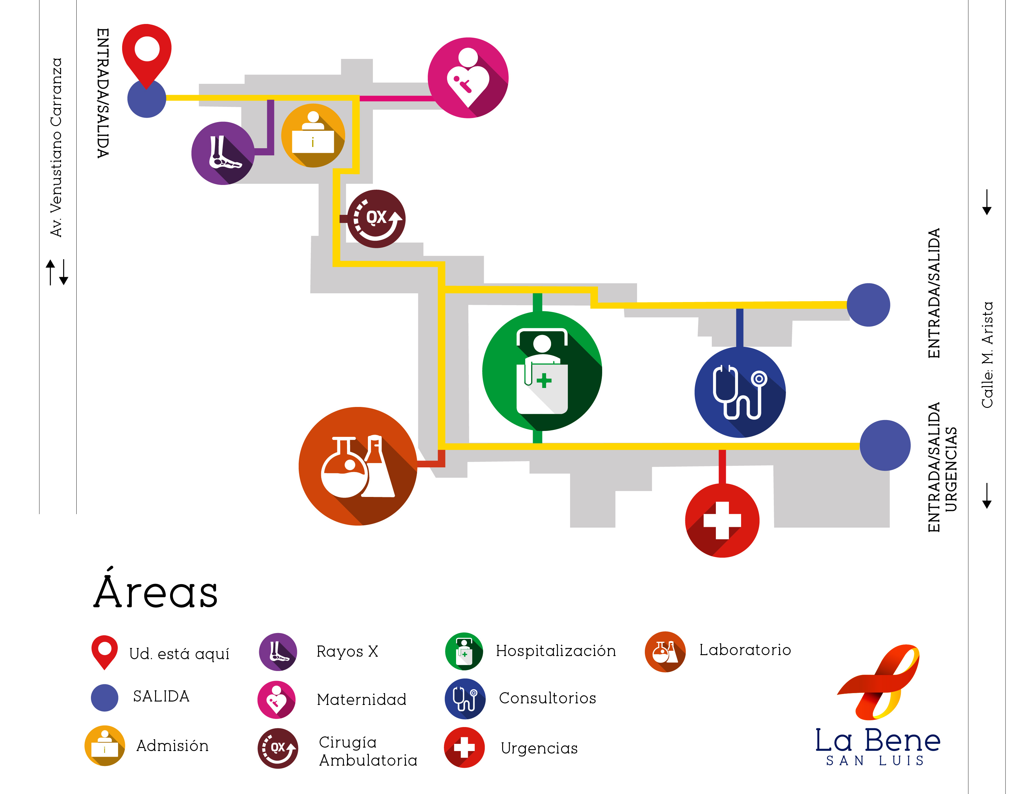 mapa areas hospital